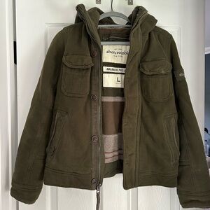 Y2K Abercrombie & Fitch Men's Khaki Field Jacket